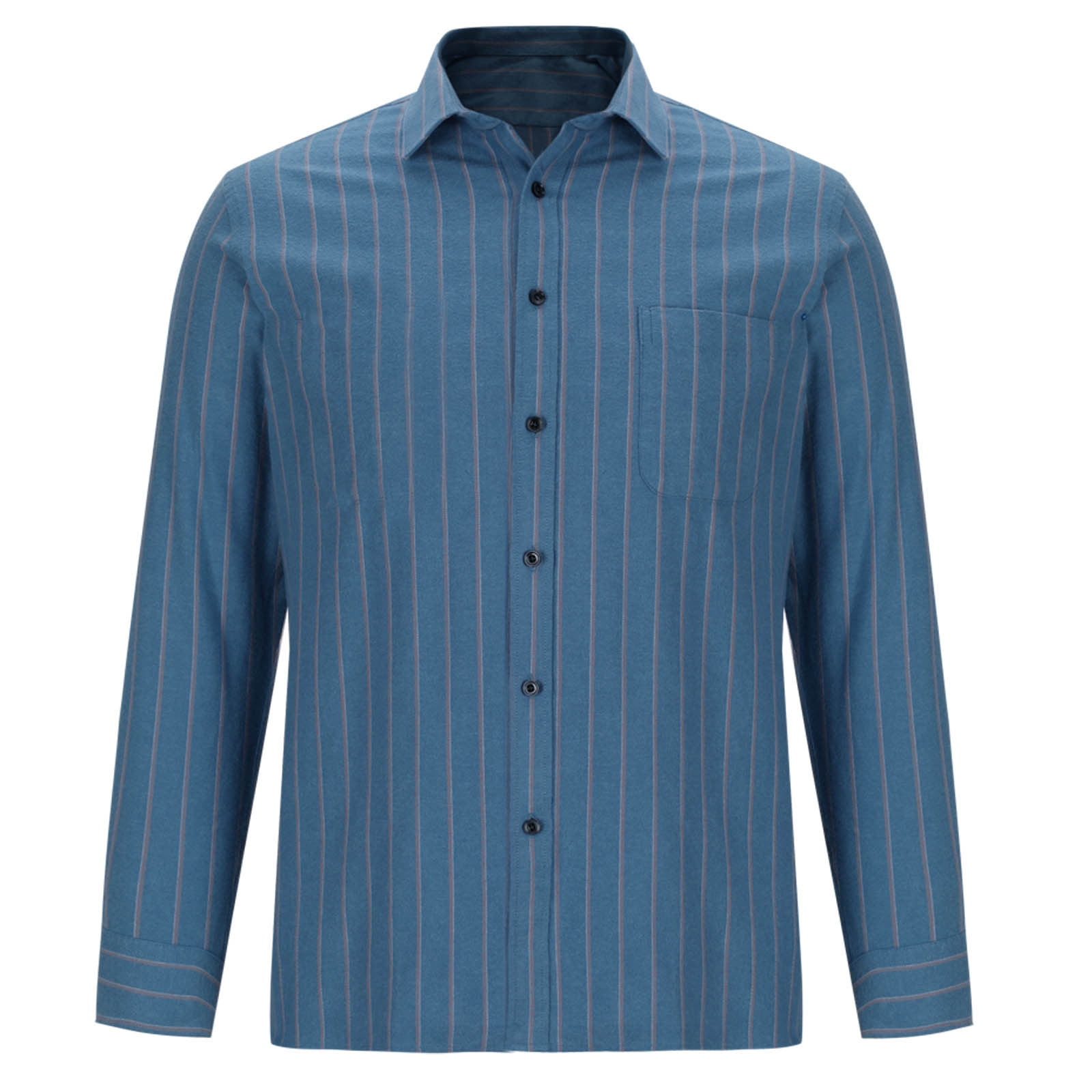 JUUYY Men's Business Pinstripe Long Sleeve Shirt Casual Striped Button Down  Shirts Regular-Fit Work Fashon Dress Shirt Light Blue XXXL
