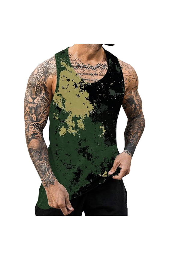 Men's Camouflage Workout Tank Tops Quick Dry Gym Bodybuilding Training Fitness Sleeveless Muscle T Shirts Camouflage#1 XXL
