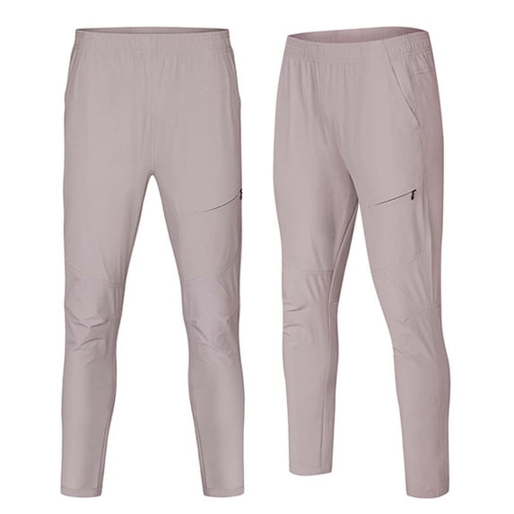 JUUYY Men's Cargo Hiking Pants Lightweight Elastic Waist Slim Fit Breathable Gym Athletic Workout Jogger Pants with Zipper Pocket Khaki XL