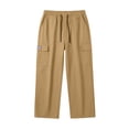 thumbnail image 1 of JUUYY Men's Cargo Pants Loose Straight Leg Multi-Pocket Elastic Waist Drawstring Lightweight Outdoor Casual Athletic Long Trousers Khaki S, 1 of 7