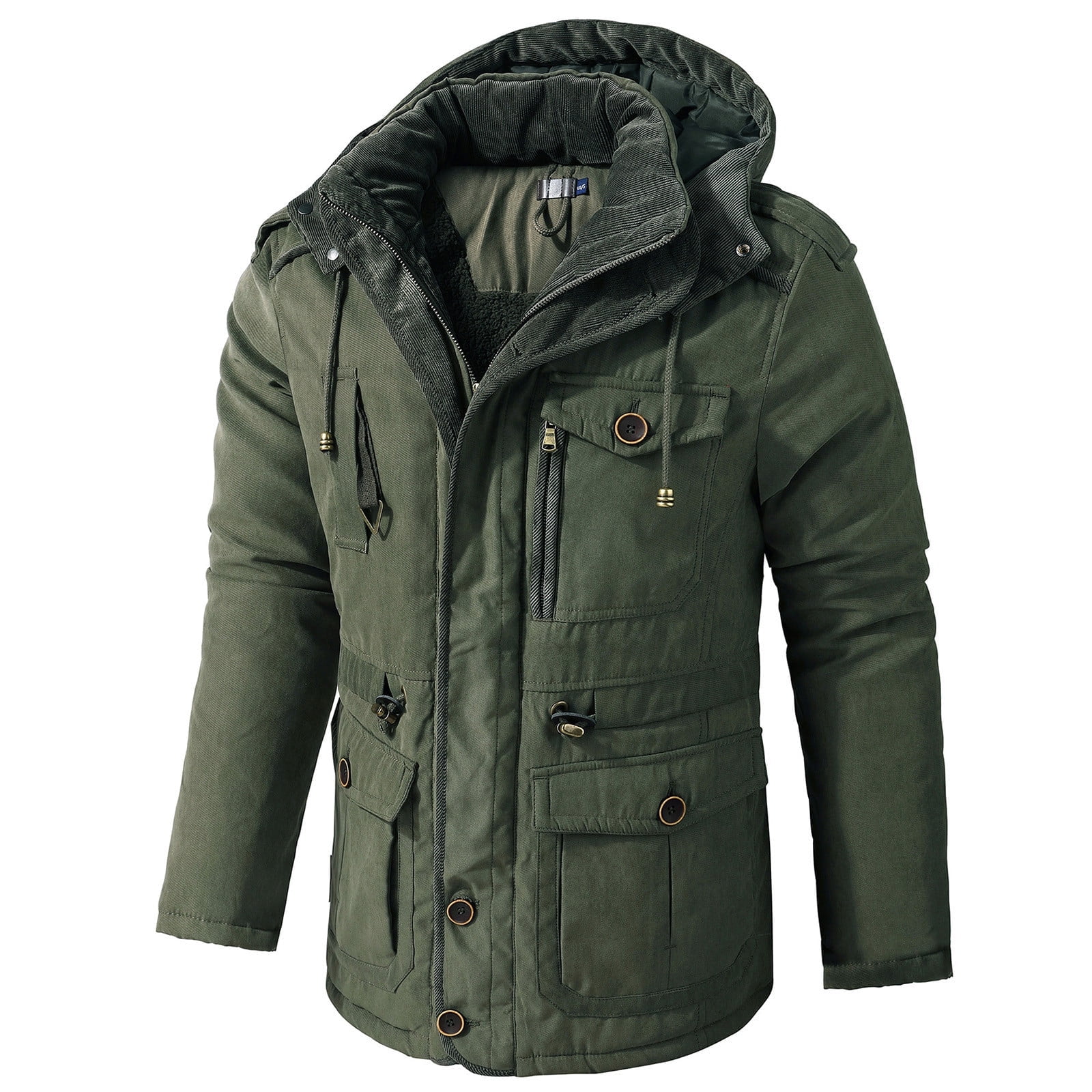 Green Spring Coat Cotton Men New Army Zippered Hooded