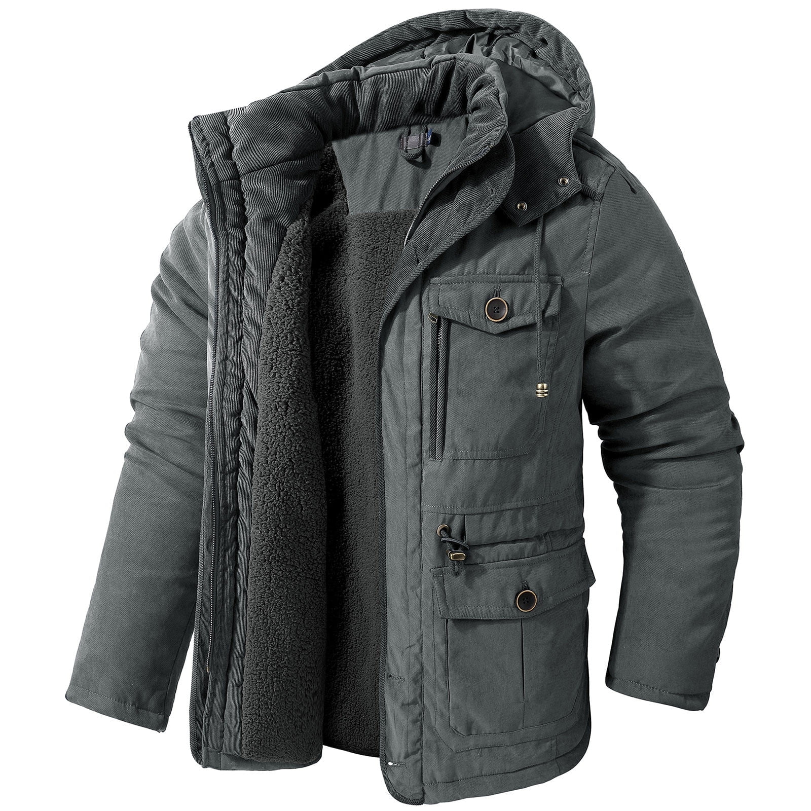 ジャケット・アウター fur docking multi pocket hooded coat 61N2KWSpXBL._UY350_.jpg