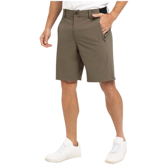 JUUYY Men's Casual Athletic Shorts Classic-Fit Stretch Golf Shorts Straight Loose Outdoor Travel Hiking Work Shorts with Pockets Brown XXXL