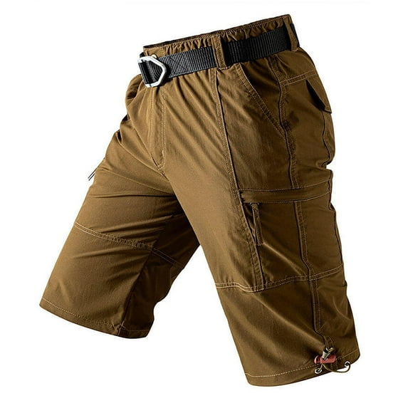 JUUYY Men's Casual Cargo Shorts Relaxed Fit Button Zipper Utility Shorts with Multi Pockets Cotton Loose Durable Outdoor Hiking Shorts Workwear Coffee XXL