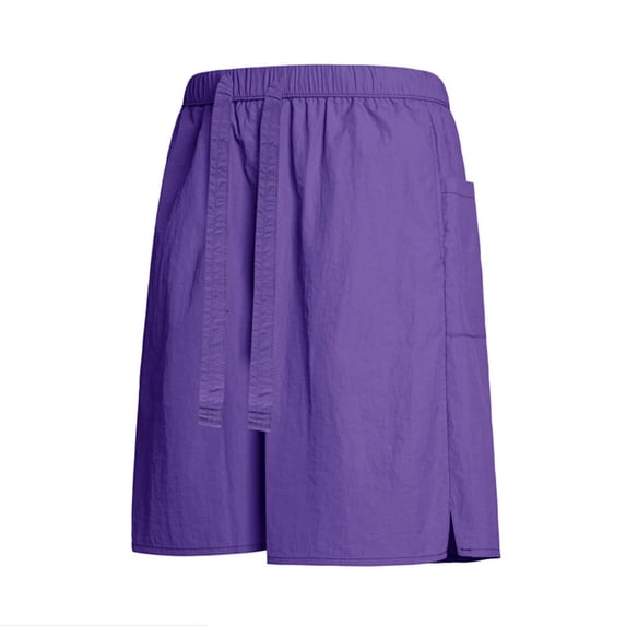 JUUYY Men's Casual Drawstring Shorts Side Slit Elastic Waist Workout Gym Running Shorts Loose Fit Summer Beach Shorts with Pocket Purple XXL