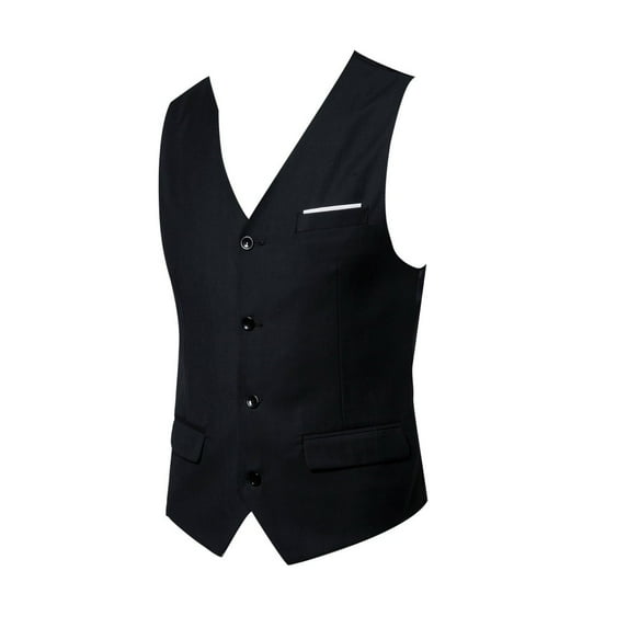 JUUYY Men's Casual Dress Suit Vest Slim Fit Business Formal Waistcoat Vest Black XXXXL
