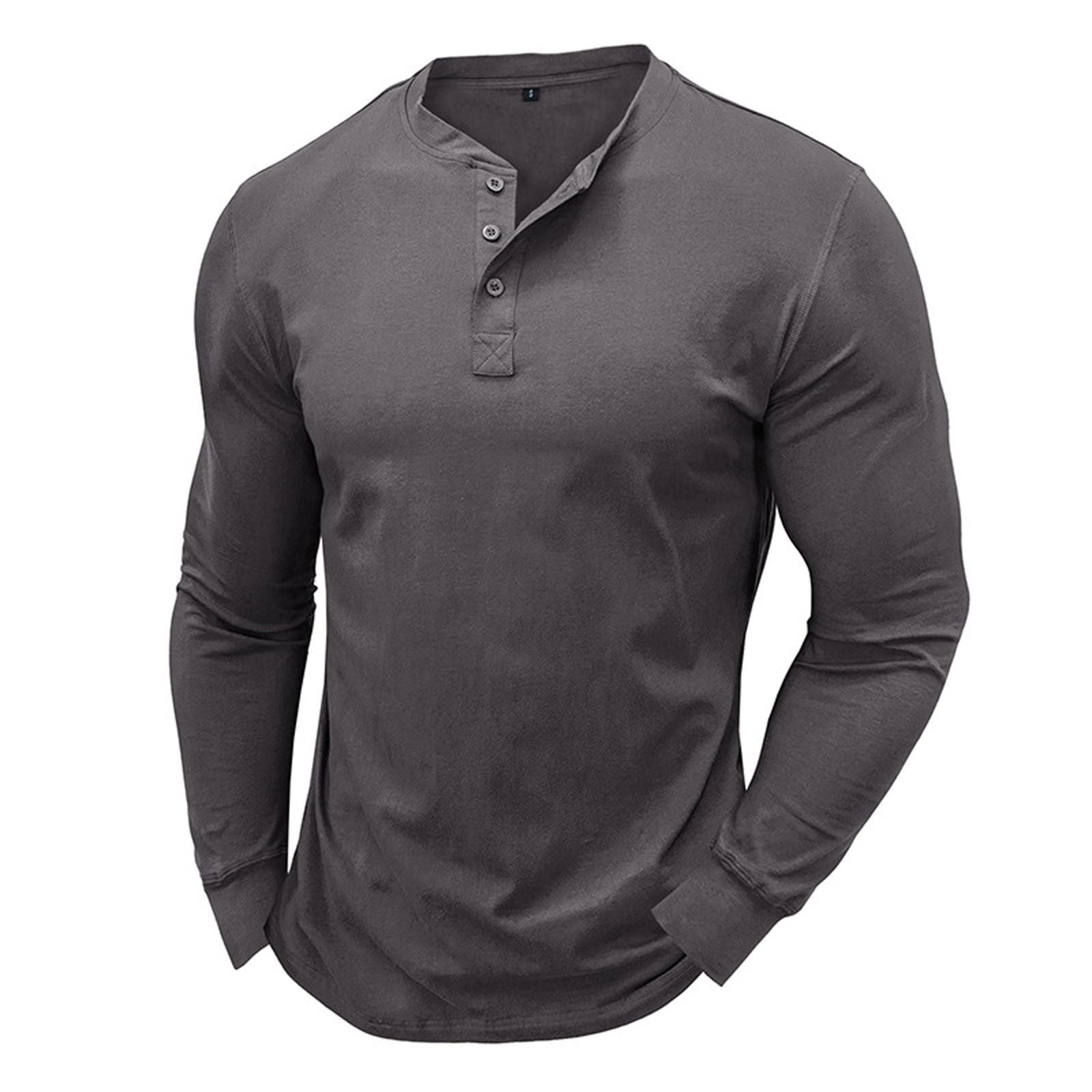 JUUYY Men's Casual Long Sleeve Henley Shirt Fashion Slim Fit Basic