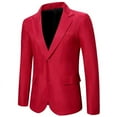 thumbnail image 1 of JUUYY Men's Casual Slim Fit Suit Jacket 1 Button Daily Blazer Business Solid Color Sport Coat Fashion Tops with Pockets Red M, 1 of 3
