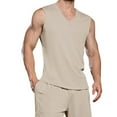 thumbnail image 1 of JUUYY Men's Casual Tank Tops Solid Sleeveless V Neck T Shirts Athletic Gym Shirts for Workout Summer Tanks Beige L, 1 of 5