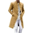 thumbnail image 1 of JUUYY Men's Casual Trench Coat Suit Slim Fit Long Jackets Stand Collar Overcoat Fall Midweight Business Solid Color Pea Coats Khaki M, 1 of 6