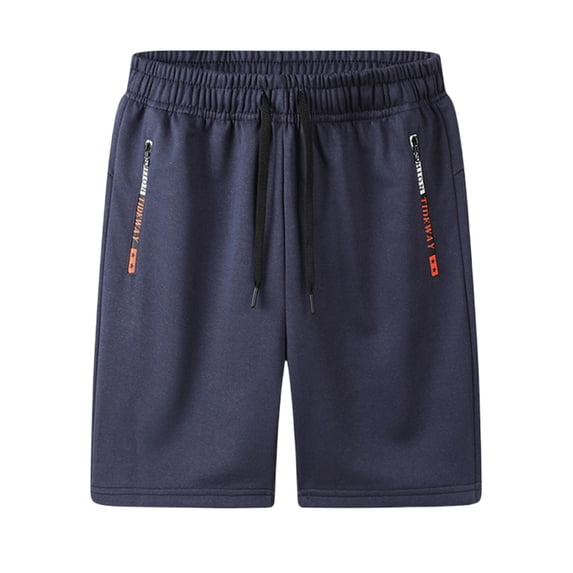 JUUYY Men's Comfort Workout Shorts - Lightweight Breathable Running Sports Athletic Gym Shorts with Zip Pockets Dark Blue M