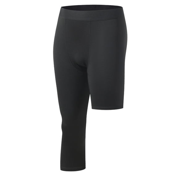 JUUYY Men's Compression Pants 3/4 One Leg Capri Tights Pants Basketball Single Leg Leggings Athletic Running Sports Base Layer Pants Black S
