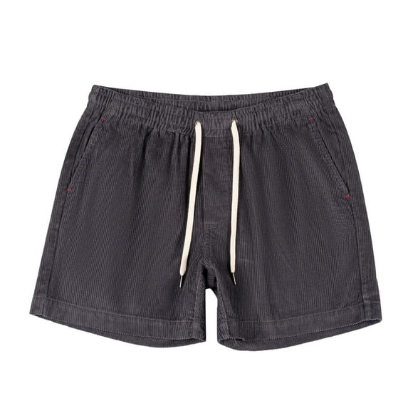 JUUYY Men's Corduroy Lounge Shorts Relaxed Fit Elastic Waist Drawstring Straight Leg Shorts Athletic Casual Breathable Home Shorts Dark Gray XXL