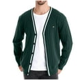 thumbnail image 1 of JUUYY Men's Cotton Cardigan Sweaters Long Sleeve V-Neck Cardigans Button-up Knitted Sweater Fall Winter Clothes Green M, 1 of 5