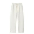 thumbnail image 1 of JUUYY Men's Cotton Pants Straight Leg Side Split Zipper Sweatpants Palazzo Open Bottom Trousers Solid Color Loose Fit Casual Pant White XXXL, 1 of 3