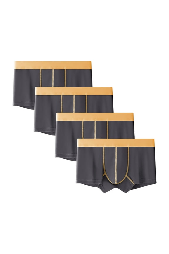 Men's Cotton Underwear Breathable Soft Trunk Boxer Briefs Comfortable Viscose Underwear 3 or 4 Packs Dark Gray#1 L