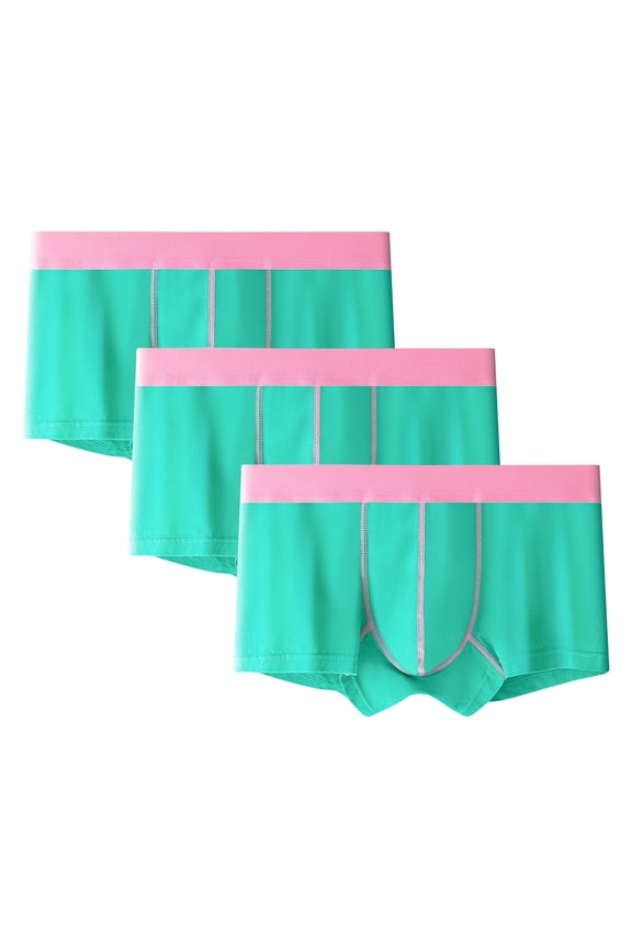 Men's Cotton Underwear Breathable Soft Trunk Boxer Briefs Comfortable Viscose Underwear 3 or 4 Packs Green XL