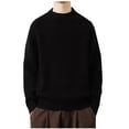 thumbnail image 1 of JUUYY Men's Crewneck Pullover Sweater Waffle Textured Long Sleeve Knitted Winter Warm Trendy Sweaters Black XL, 1 of 3