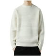 thumbnail image 1 of JUUYY Men's Crewneck Pullover Sweater Waffle Textured Long Sleeve Knitted Winter Warm Trendy Sweaters White M, 1 of 3