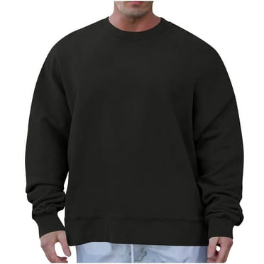 JUUYY Men's Crewneck Sweatshirt Casual Long Sleeve Sweat Shirts Athletic Fleece Basic Pullover Solid Color Trendy Shirts Black M