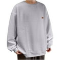 thumbnail image 1 of JUUYY Men's Crewneck Sweatshirts Oversized Soild Color Textured Long Sleeve Casual Loose Fit Pullover Shirt Fall Outfits Gray XXXXXL, 1 of 3