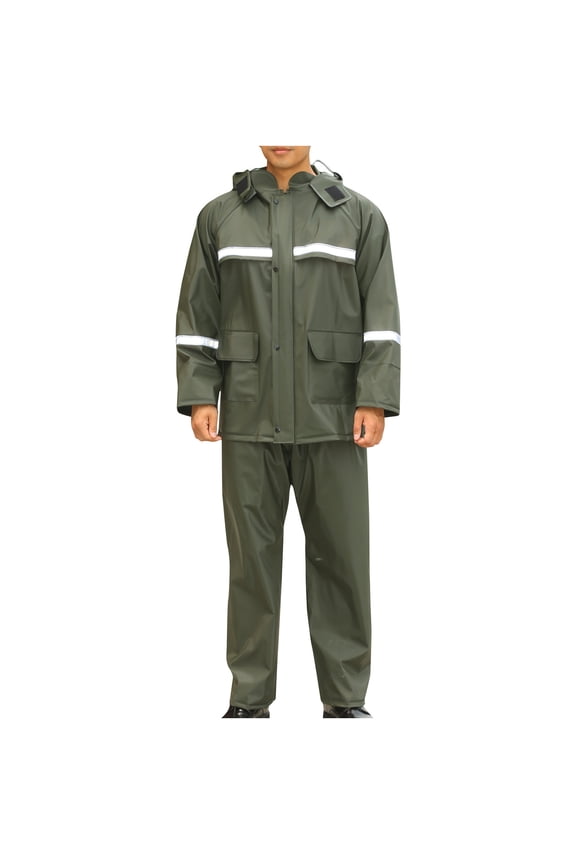Men's Cycling Rain Suits Jacket Fall and Winter Thicken m Waterproof Protective Raincoat Two Piece Windproof Coat Army Green L