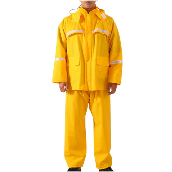 JUUYY Men's Cycling Rain Suits Jacket Fall and Winter Thicken m Waterproof Protective Raincoat Two Piece Windproof Coat Yellow XXL