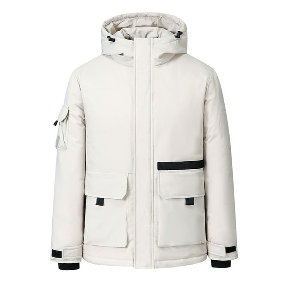 JUUYY Men's Down Jacket m Down Puffer Parka Jacket Business Casual Coat in Winter Solid Color insulated Work Padding Jacket White XXL