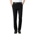 thumbnail image 1 of JUUYY Men's Dress Pants Regular Fit Stretch Chino Pants Flat Front Straight Business Work Pants Casual Solid Color Trousers Black 31, 1 of 9