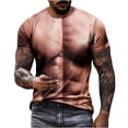 thumbnail image 1 of JUUYY Men's Fashion 3D Muscular Print Short Sleeve Shirt Summer Fitness Sports Round Neck T Shirts Z-Khaki#17 XL, 1 of 6
