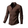 thumbnail image 1 of JUUYY Men's Fashion Long Sleeve Button Up Shirts Slim Casual Business Dress Shirt Wrinkle Free Work Office Tops with Two-Pockets Coffee XXL, 1 of 4