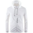thumbnail image 1 of JUUYY Men's Fashion Long Sleeved Big and Tall Zip Hoodies Lightweight Rain Jacket Packable Softshell Raincoat Golf Hiking Travel Windbreakers White XL, 1 of 6