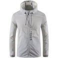 thumbnail image 1 of JUUYY Men's Fashion Long Sleeved Big and Tall Zip Hoodies Lightweight Rain Jacket Packable Softshell Raincoat Golf Hiking Travel Windbreakers Gray M, 1 of 6