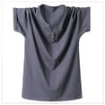 thumbnail image 1 of JUUYY Men's Fashion Short Sleeve Henley T Shirts Loose Fit Casual Button Placket Plain V Neck T-Shirt Summer Lightweight Basic Tee Tops Dark Gray XXXXXXL, 1 of 5