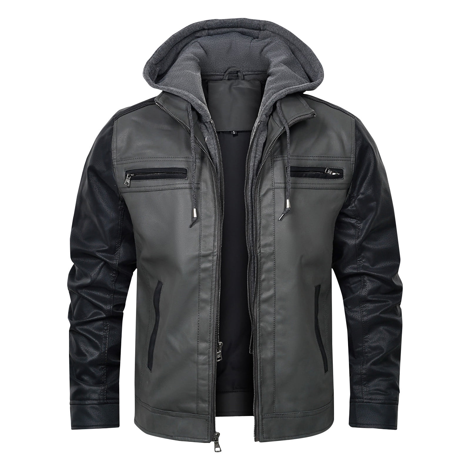 JUUYY Men's Faux Leather Jacket Motorcycle Jacket Waterproof PU