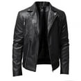 thumbnail image 1 of JUUYY Men's Faux Leather Jacket Stand Collar Bomber Jackets Motorcycle Asymmetric Zip-Up Blet Slim Solid Color Fit Biker Coat Black XL, 1 of 6