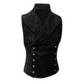 thumbnail image 1 of JUUYY Men's Faux Suede Double Breasted Vest Slim Fit Gothic Steampunk Waistcoat Gentleman Tuxedo Prom Party Formal Suit Streetwear Jacket Black L, 1 of 1