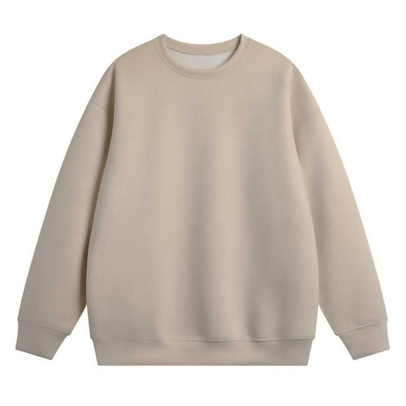 JUUYY Men's Faux Suede Sweatshirt Vintage Oversized Pullover Tops Fashion Solid Color Sweatshirt Loose Fit Crew Neck Sweatshirt Beige XXXXL