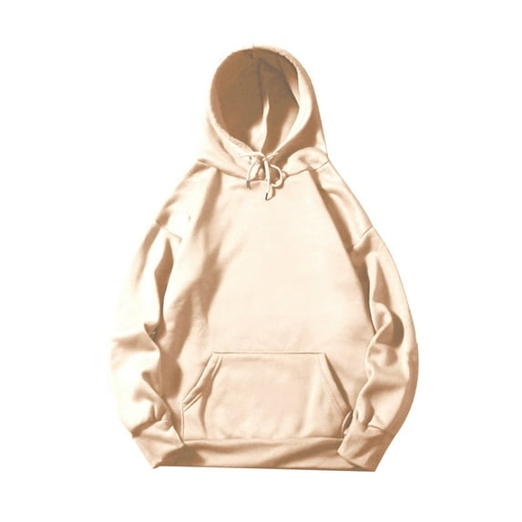 JUUYY Men's Fleece Hoodie Waffle Knit Sweatshirt Long Sleeve Sweater Coat Mens Fall Clothes Solid Color Pullover Hoodie Beige XL