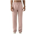 thumbnail image 1 of JUUYY Men's Fleece Lined Sweatpants Baggy Wide Straight Solid Color Trendy Leg Pants Pink S, 1 of 4