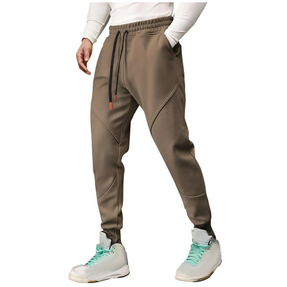 JUUYY Men's Fleece Lined Sweatpants Winter Warm Thick Comfort Casual Athletic Pants Big and Tall Loose Workout Running Pants Coffee XL