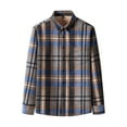 thumbnail image 1 of JUUYY Men's Fleece Lined Warm Flannel Plaid Shirt Winter Long Sleeve Button Down Shirt with Collared Big and Tall Shirts Blue XXXXXL, 1 of 5