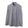 thumbnail image 1 of JUUYY Men's Four Side Silk Dress Shirt Casual Business Wedding Shirt Wrinkle-Free Button Collared Long Sleeve Shirts Dark Gray XXXL, 1 of 5