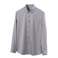 thumbnail image 1 of JUUYY Men's Four Side Silk Dress Shirt Casual Business Wedding Shirt Wrinkle-Free Button Collared Long Sleeve Shirts Gray XS, 1 of 5