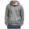thumbnail image 1 of JUUYY Men's Full Zip Up Hooded Cardigan Sweater Casual Long Sleeve Textured Knit Loose Fall Hoodie Jacket with Pockets Gray XXL, 1 of 3
