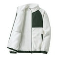 thumbnail image 1 of JUUYY Men's Fuzzy Sherpa Lined Jacket Winter Long Sleeve Zip Up Colorblock Bomber Jackets Thicken Fleece Coat m Fashion Outwear White XXXL, 1 of 9