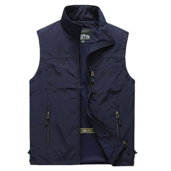 JUUYY Men's Golf Lightweight Photo Vest Fishing Travel Safari Vest Softshell Causal Sleeveless Jacket Trendy Outerwear Navy XXXL