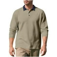 thumbnail image 1 of JUUYY Men's Golf Shirts Long Sleeve Casual Fall Shirt Button Up Lapel Collar Relaxed Fit Leisure Workout Shirt Brown L, 1 of 9