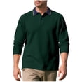 thumbnail image 1 of JUUYY Men's Golf Shirts Long Sleeve Casual Fall Shirt Button Up Lapel Collar Relaxed Fit Leisure Workout Shirt Dark Green S, 1 of 9