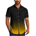 thumbnail image 1 of JUUYY Men's Gradient Print Button Down Shirt Short Sleeve Relaxed Fit Casual Vacation Breathable Lightweight Summer Beach Shirts Tops Yellow XL, 1 of 6